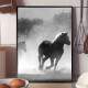 Quadro Decorativo Preto e Branco Cavalos Correndo