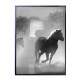 Quadro Decorativo Preto e Branco Cavalos Correndo