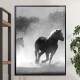 Quadro Decorativo Preto e Branco Cavalos Correndo