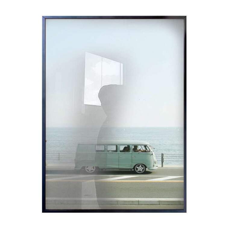 Quadro Decorativo Kombi Verde Em Frente A Praia