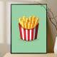 Quadro Decorativo Balde De Batatas Fritas Com Fundo Verde