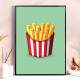Quadro Decorativo Balde De Batatas Fritas Com Fundo Verde