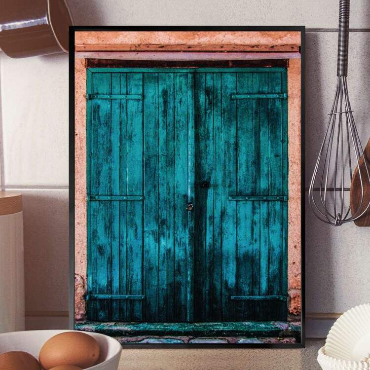 Quadro Decorativo Porta Azul Antiga