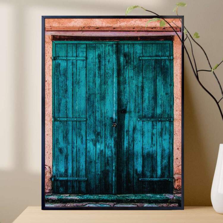 Quadro Decorativo Porta Azul Antiga