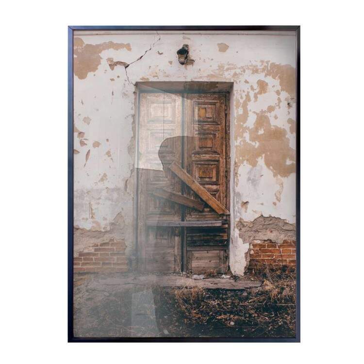 Quadro Decorativo Porta Marrom Velha e Antiga