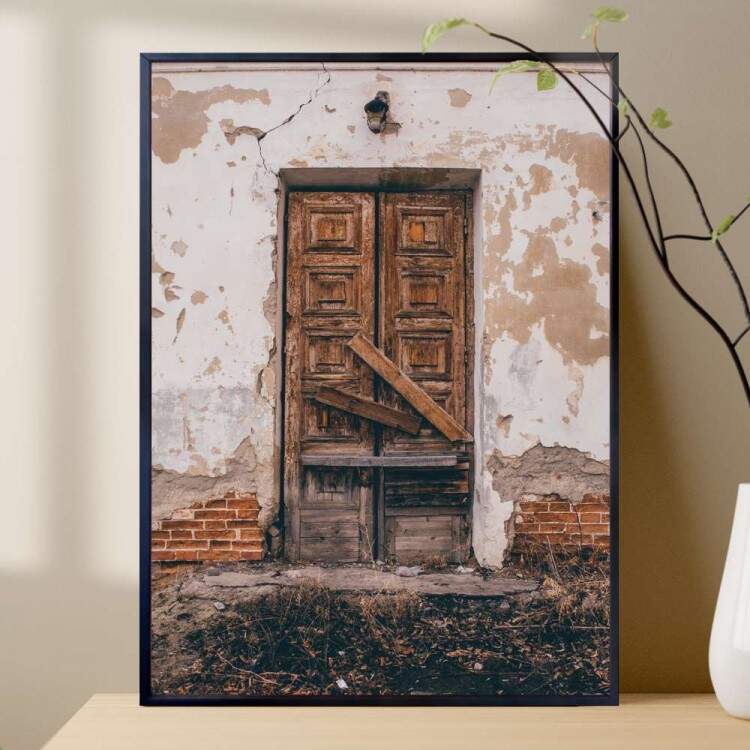 Quadro Decorativo Porta Marrom Velha e Antiga