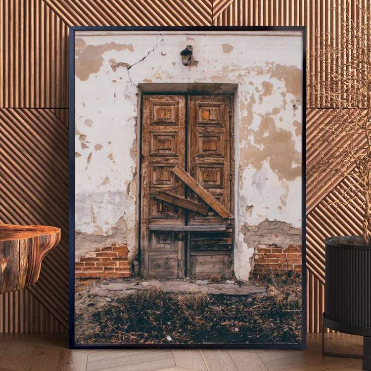 Quadro Decorativo Porta Marrom Velha e Antiga