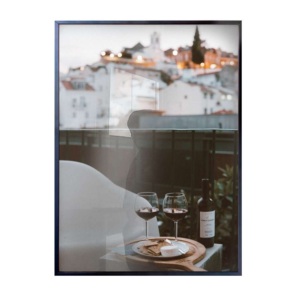 Quadro Decorativo Vintage Taas De Vinho E Paisagem