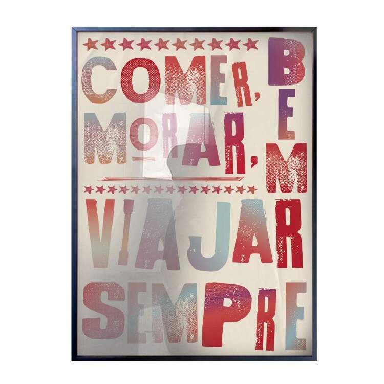 Quadro Decorativo Frase Comer, Morar, Viajar