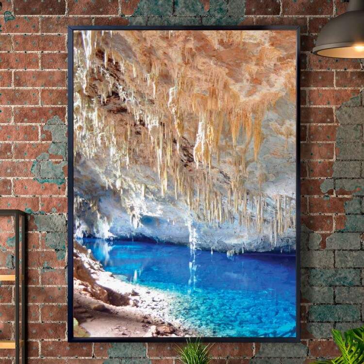 Quadro Decorativo Lago Subterraneo Na Caverna
