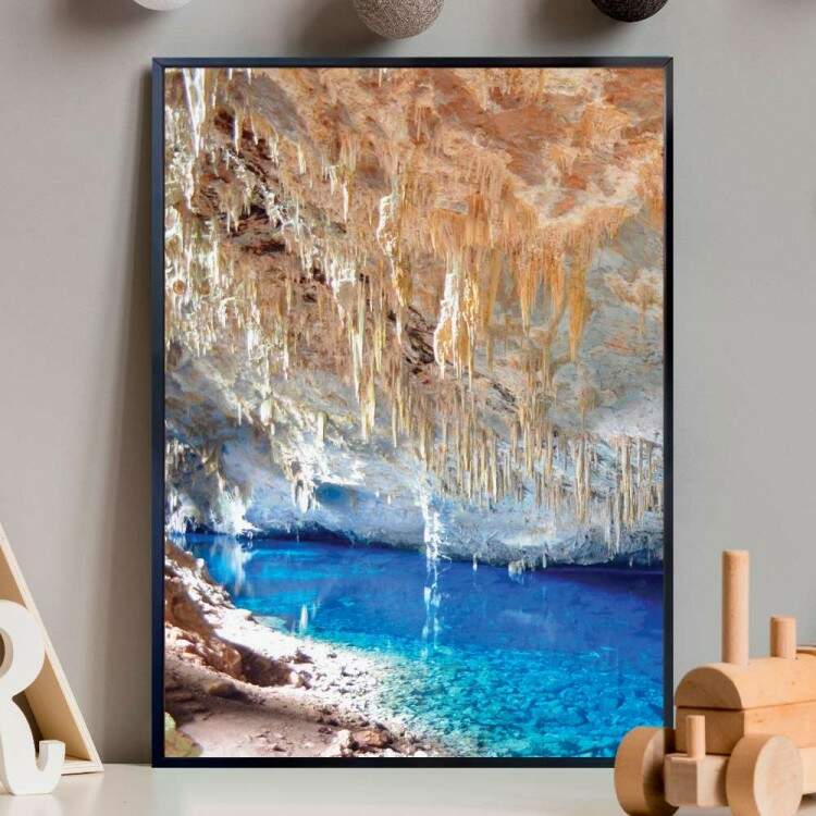Quadro Decorativo Lago Subterraneo Na Caverna