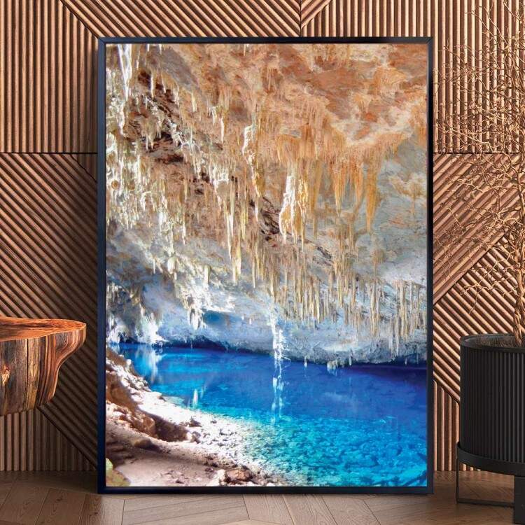 Quadro Decorativo Lago Subterraneo Na Caverna