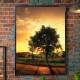 Quadro Decorativo Estrada e Arvore Ao Por Do Sol