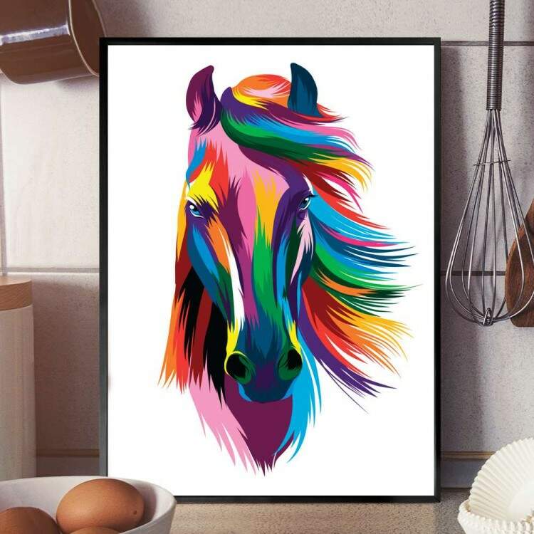 Quadro Decorativo Pop Art Cavalo Colorido