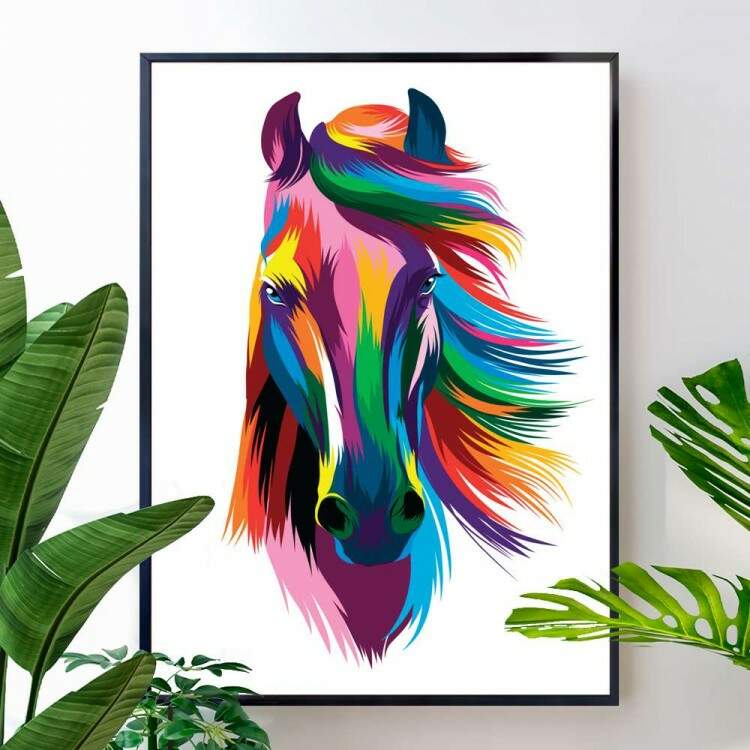 Quadro Decorativo Pop Art Cavalo Colorido