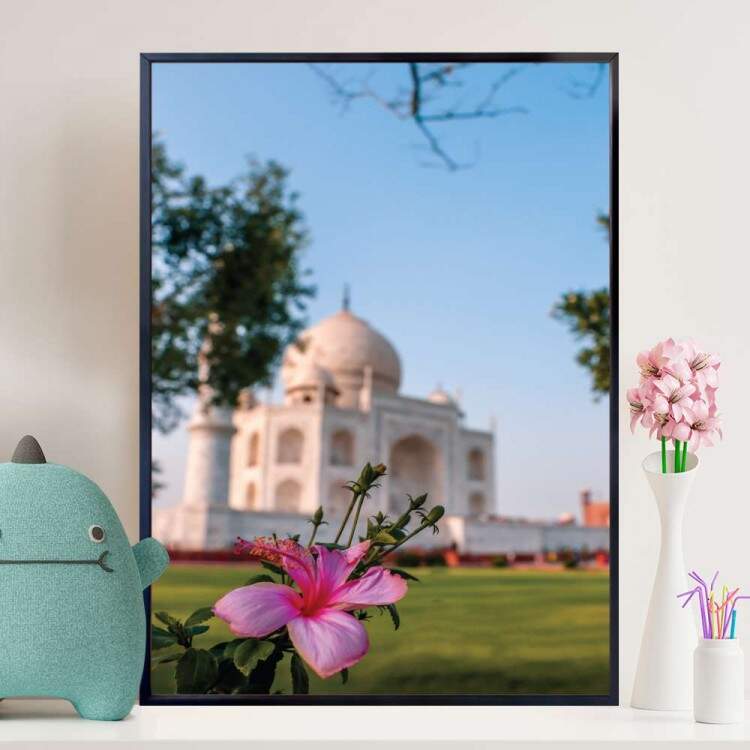 Quadro Decorativo Taj Mahal Com Flor Na Frente