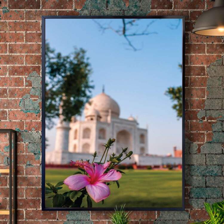 Quadro Decorativo Taj Mahal Com Flor Na Frente