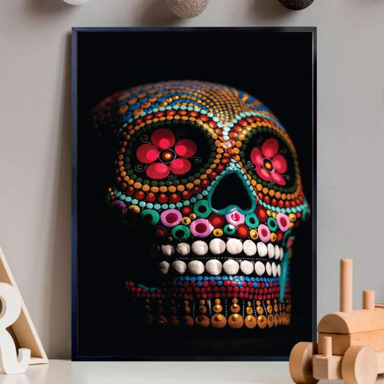 Quadro Decorativo Caveira Mexicana Decorada