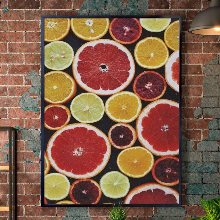 Quadro Decorativo Fruta Laranja De Varias Cores