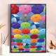 Quadro Decorativo Guardas Chuvas Coloridos Flutuando No C�u