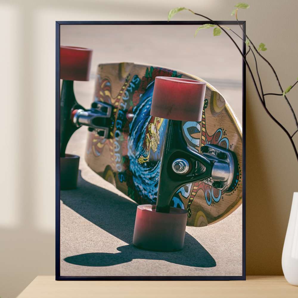 Quadro Decorativo Skate Decorado Deitado