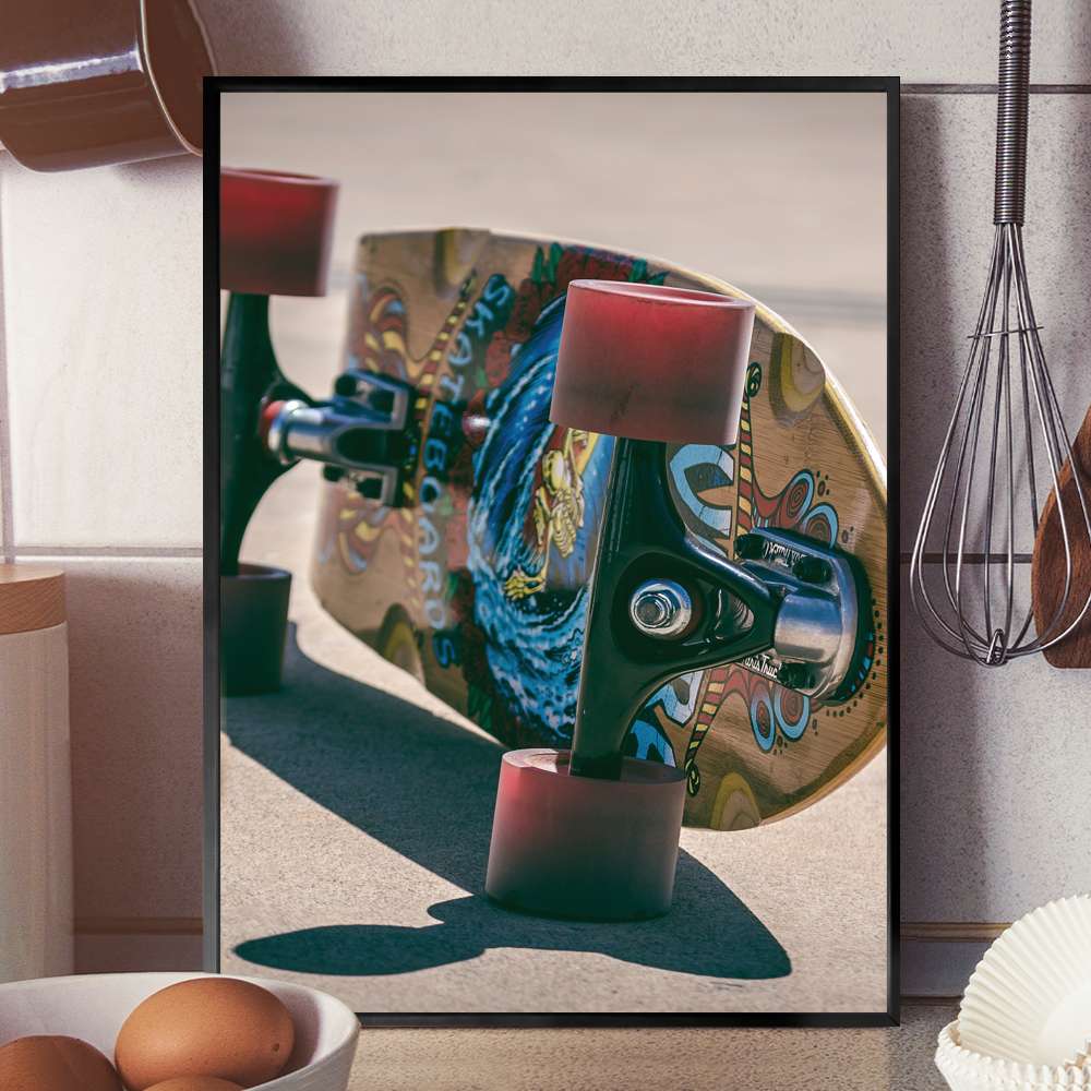 Quadro Decorativo Skate Decorado Deitado