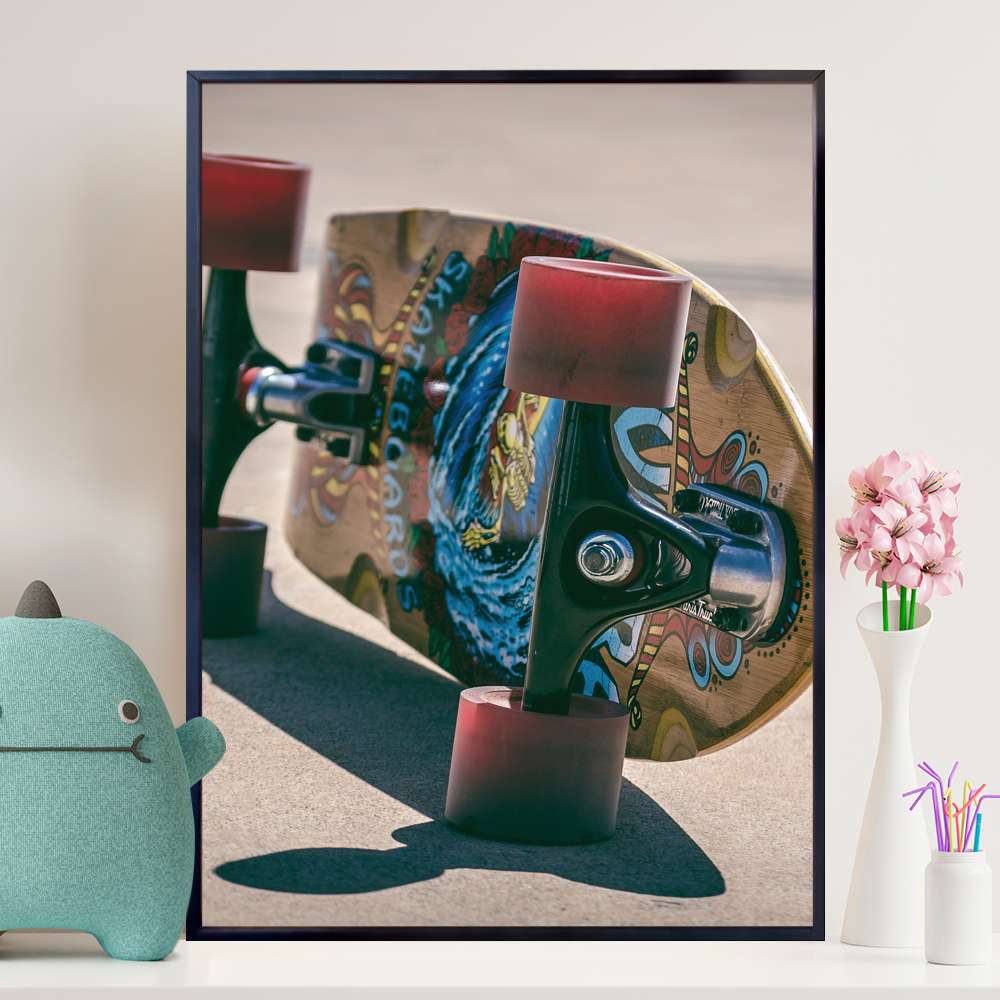 Quadro Decorativo Skate Decorado Deitado
