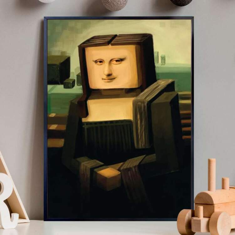 Quadro Decorativo Monalisa Com O Corpo E Cabea Quadrada