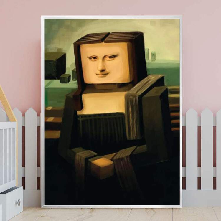 Quadro Decorativo Monalisa Com O Corpo E Cabea Quadrada