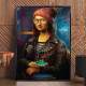 Quadro Decorativo Monalisa De Touca E Fone De Ouvido