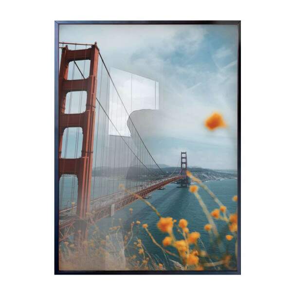 Quadro Decorativo Ponte Golden Gate Com Flores Amarelas Na Frente