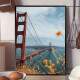 Quadro Decorativo Ponte Golden Gate Com Flores Amarelas Na Frente