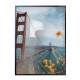 Quadro Decorativo Ponte Golden Gate Com Flores Amarelas Na Frente