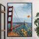 Quadro Decorativo Ponte Golden Gate Com Flores Amarelas Na Frente