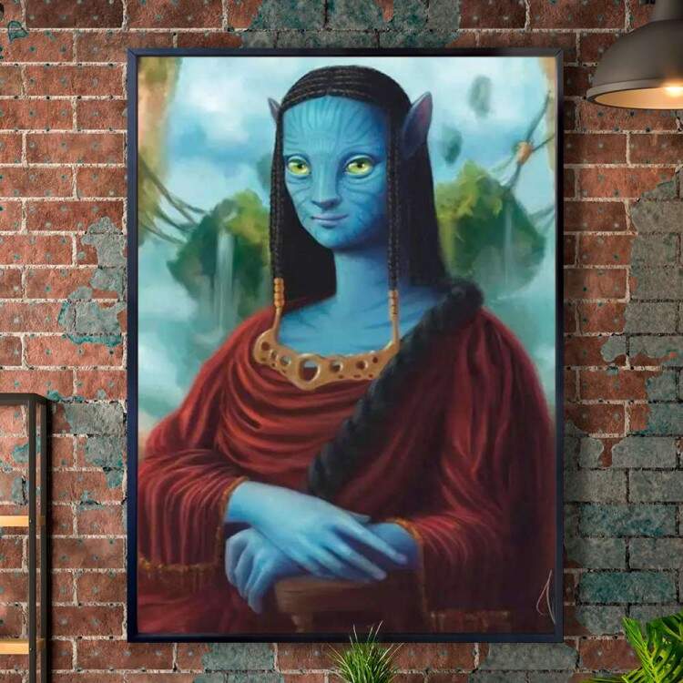 Quadro Decorativo Monalisa Fantasiada De Avatar