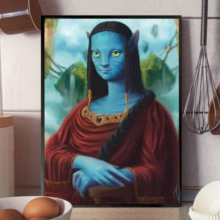 Quadro Decorativo Monalisa Fantasiada De Avatar