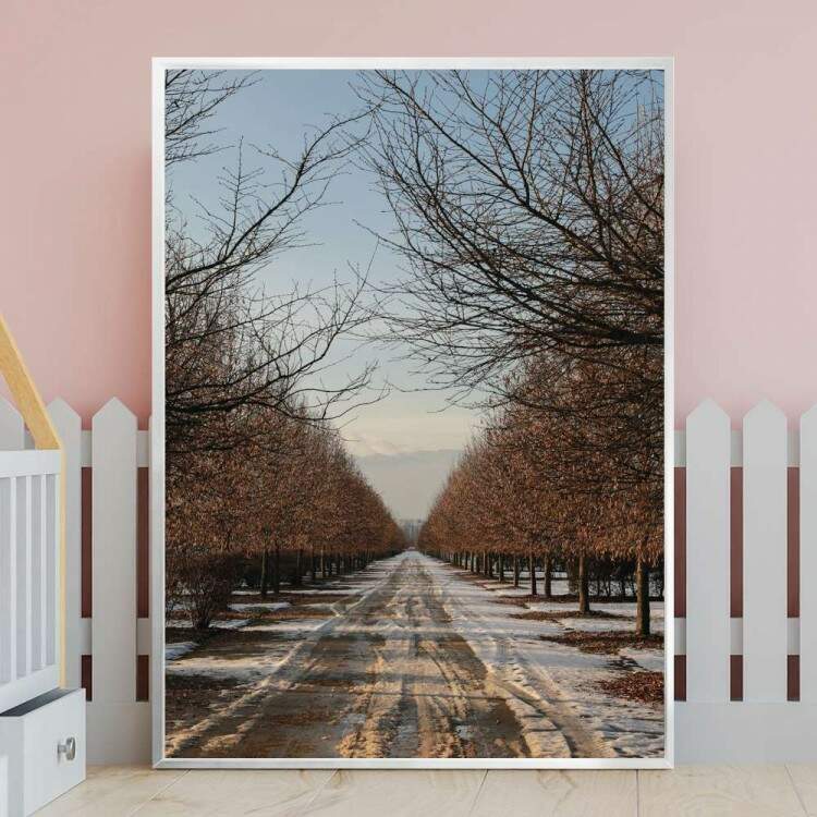 Quadro Decorativo Estrada Vazia Na Neve