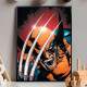 Quadro Decorativo Wolverine Comics Mostrando As Garras
