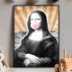 Quadro Decorativo Monalisa Mascando Chiclete Rosa Com Fundo Listrado