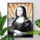 Quadro Decorativo Monalisa Mascando Chiclete Rosa Com Fundo Listrado
