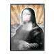 Quadro Decorativo Monalisa Mascando Chiclete Rosa Com Fundo Listrado