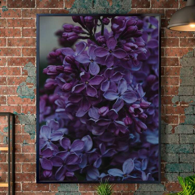 Quadro Decorativo Folhas Pequenas E Roxas