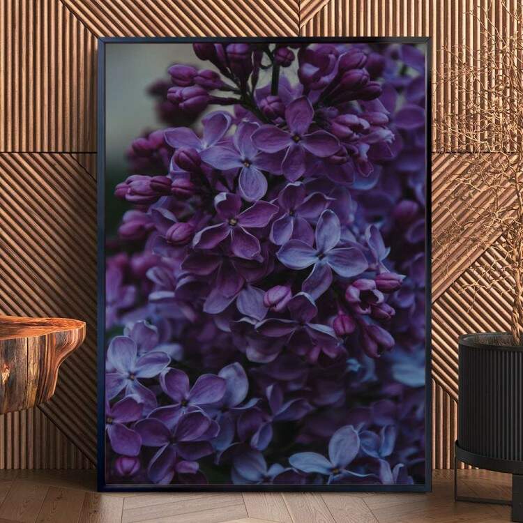 Quadro Decorativo Folhas Pequenas E Roxas