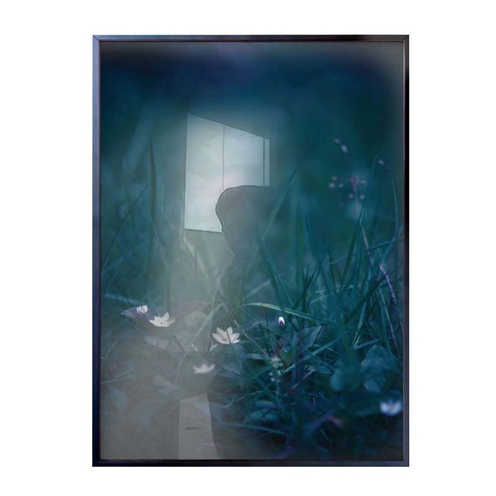Quadro Decorativo Grama Verde E Florzinhas Brancas