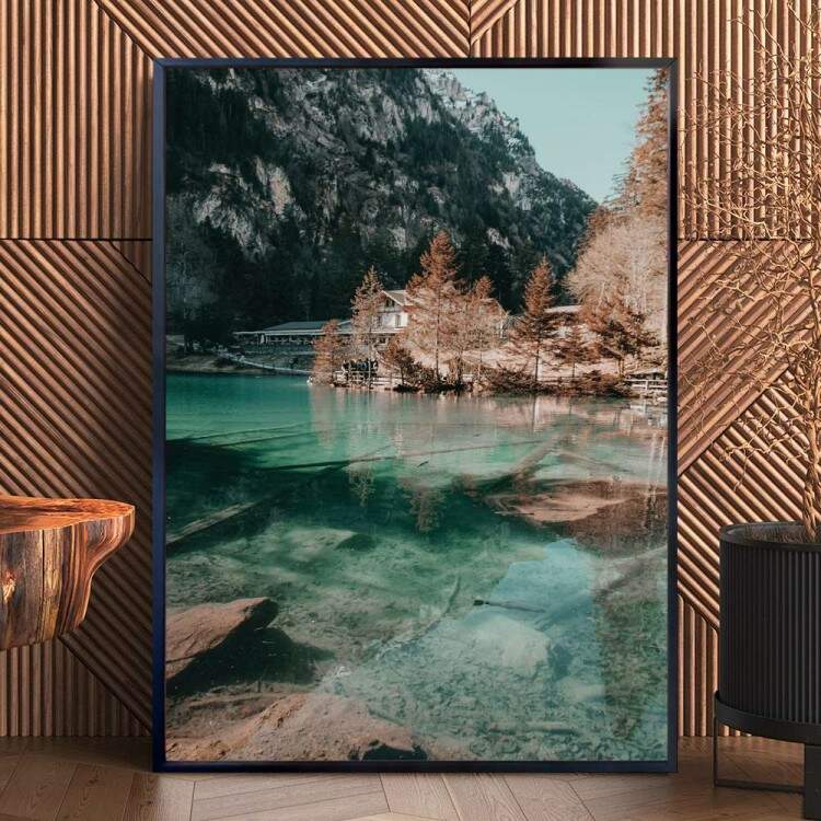 Quadro Decorativo Lago Nas Montanhas E Neve