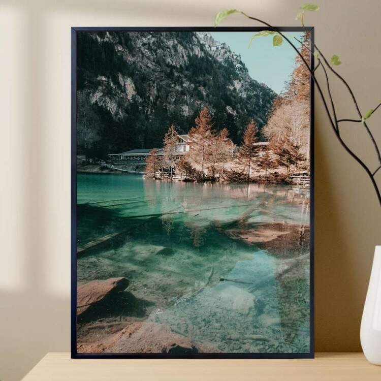 Quadro Decorativo Lago Nas Montanhas E Neve