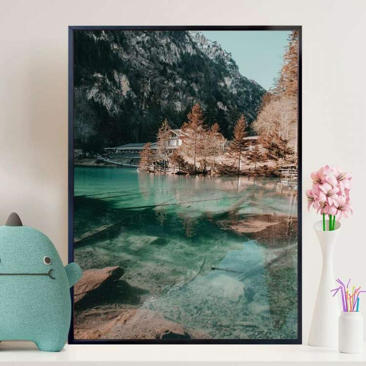 Quadro Decorativo Lago Nas Montanhas E Neve