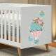 Adesivo de Parede Infantil Bal�o com Flores e Nuvens