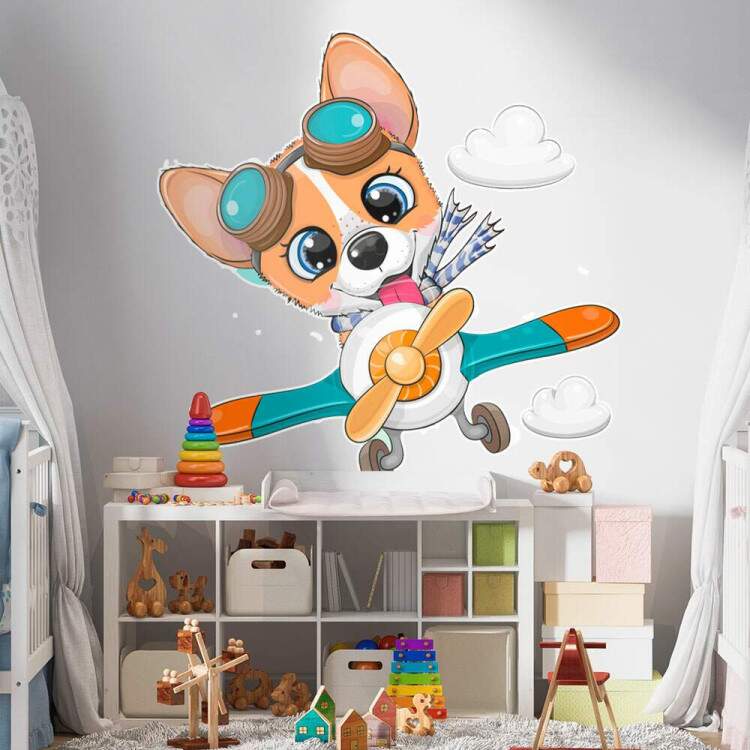 Adesivo de Parede Infantil Cachorrinho Aviador