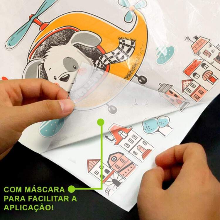 Adesivo de Parede Infantil Cachorrinho no Helicptero